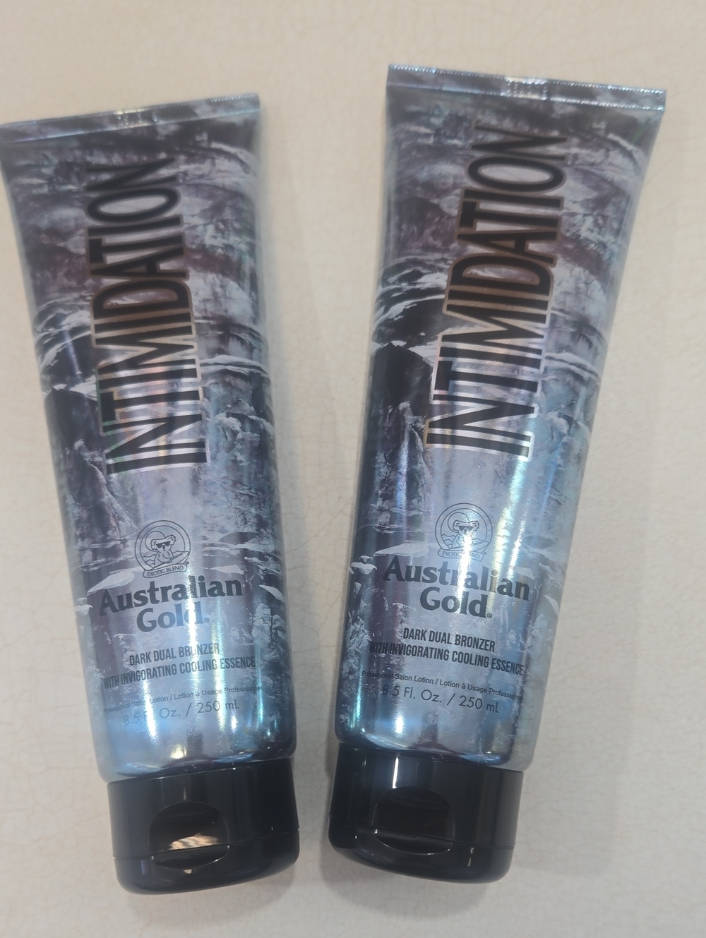 Lots Of 2 New Australian Gold Intimidation Dark Dual Bronzer bed Tanning Lotion